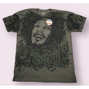 Liquid Blue Jimi Hendrix Shirt Mens L‎ Grey T-Shirt Y2K All Over Print 2008
